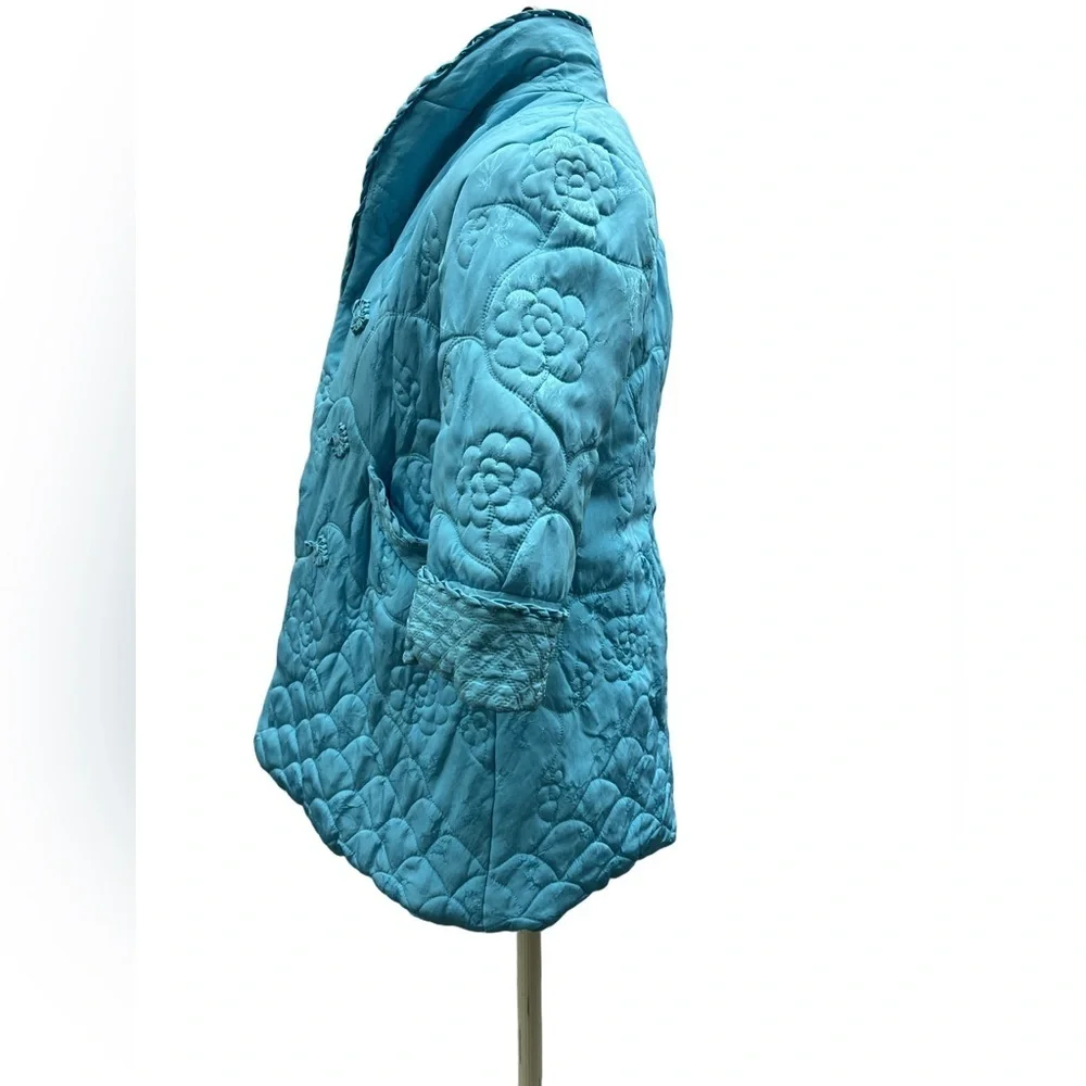 Vintage Peony Brand Blue Quilted Jacket Size 10 (Small)
